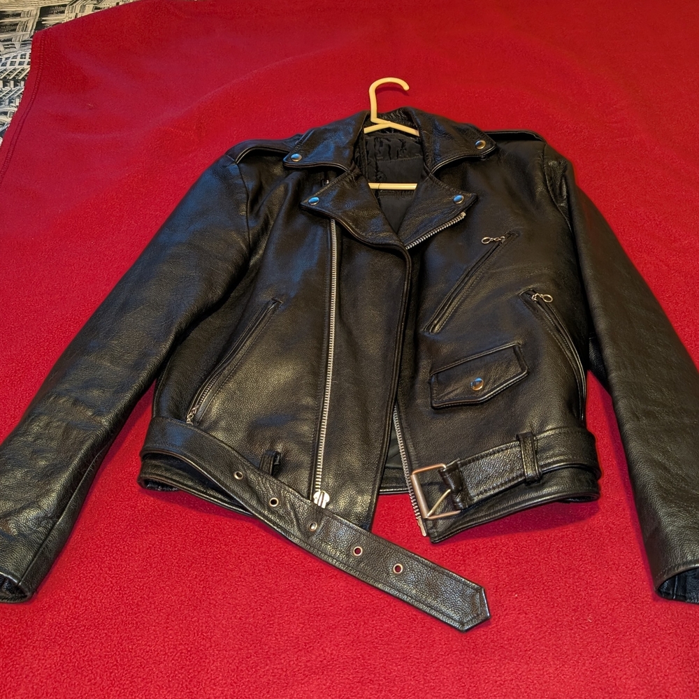 Vintage 90s Open Road Brand Black Leather Motorcycle Jacket
